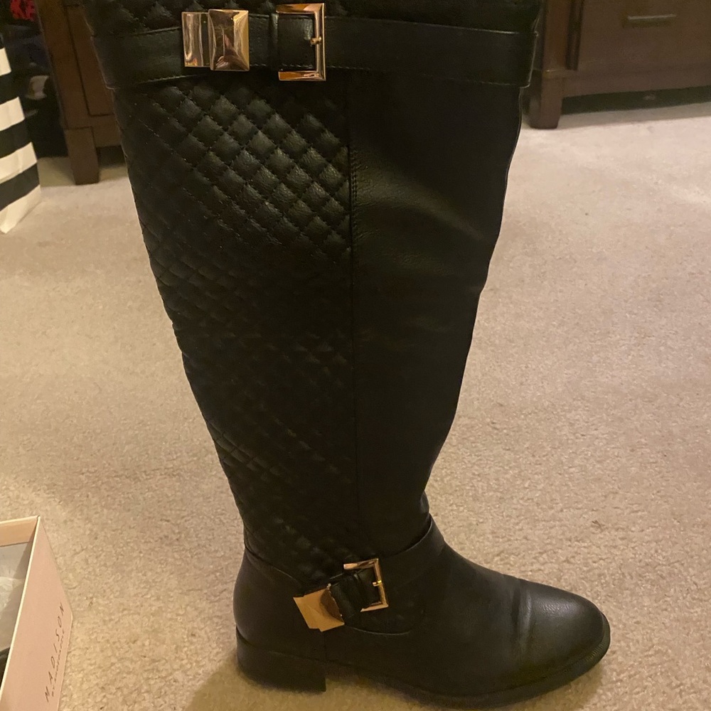 Black boots with gold hardware size 10